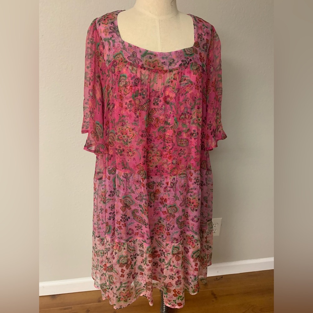 New Johnny Was Silk Tiered Dress